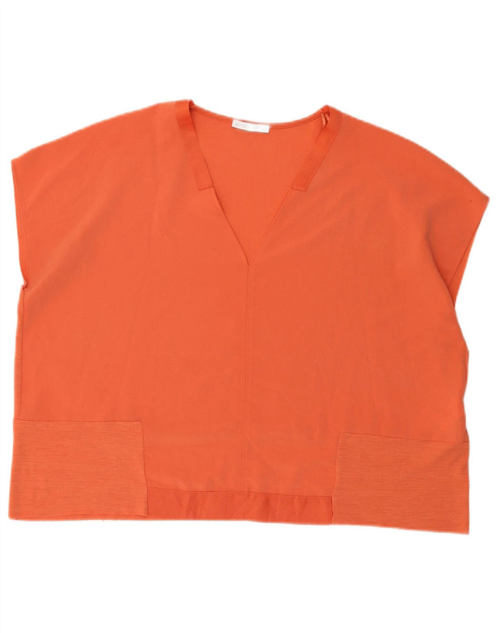 Zara Damen-Oversize-Blusenoberteil, UK-Größe 44, Größe L, orangefarbenes Polyester