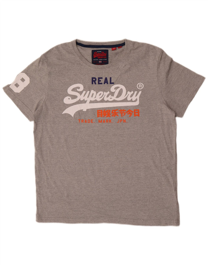Superdry Herren Grafik-T-Shirt-Oberteil 2XL aus grauer Baumwolle