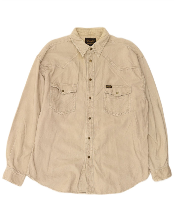 WRANGLER Herren Western-Cordhemd XL Beige Baumwolle