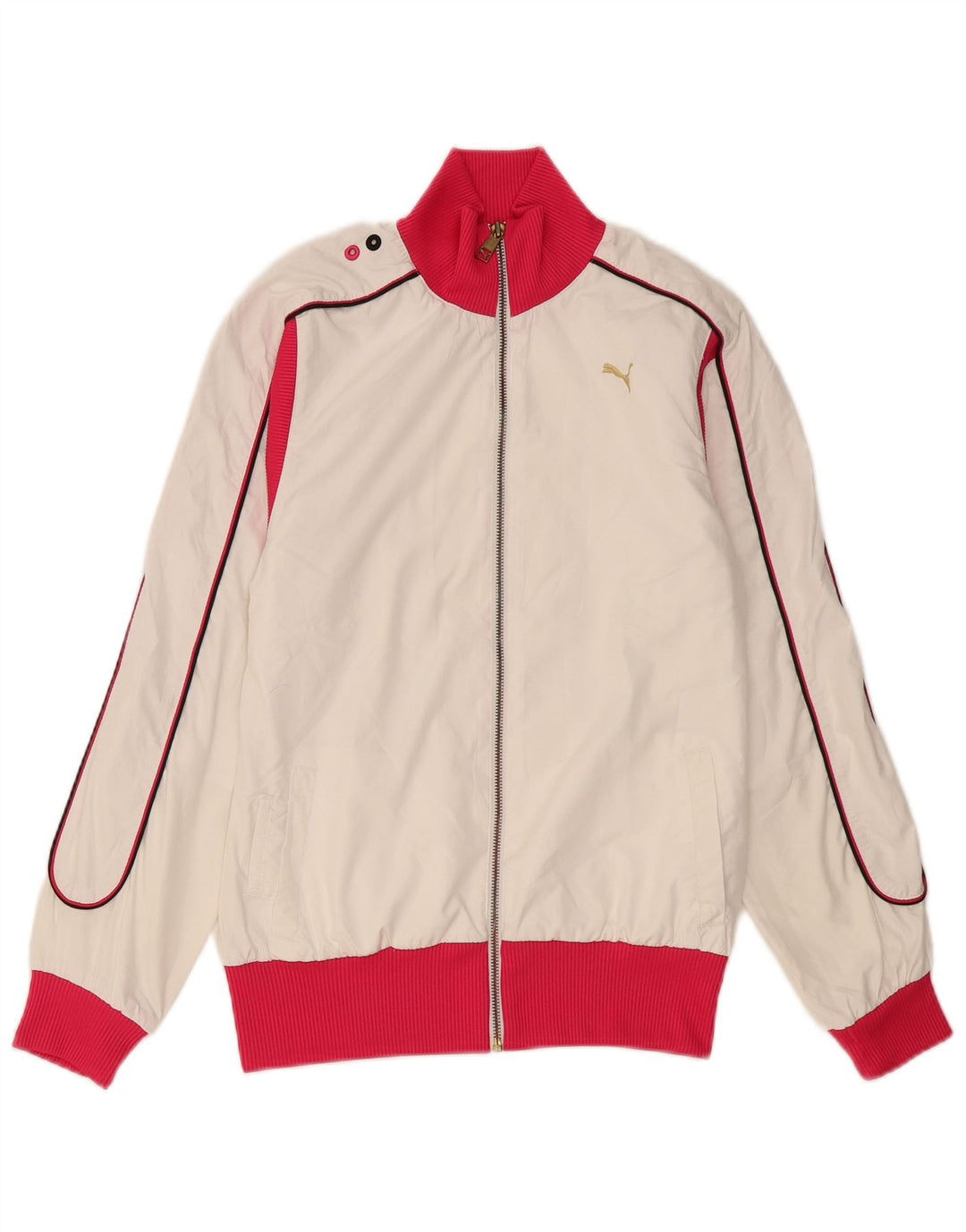 Puma Damen-Trainingsanzug-Top-Jacke, UK 10, Größe S, weiß, Farbblock-Polyester