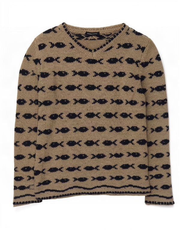 Marina Yachting Damen-Pullover mit V-Ausschnitt, UK 12, Mittelbeige