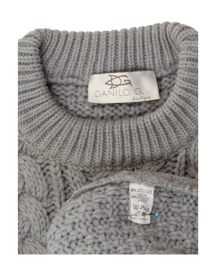Vintage Herren Pullover mit Rundhalsausschnitt, große graue Wolle