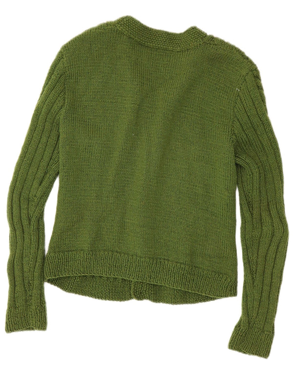 Vintage Damen Crop Cardigan Pullover UK 10 Klein Grün