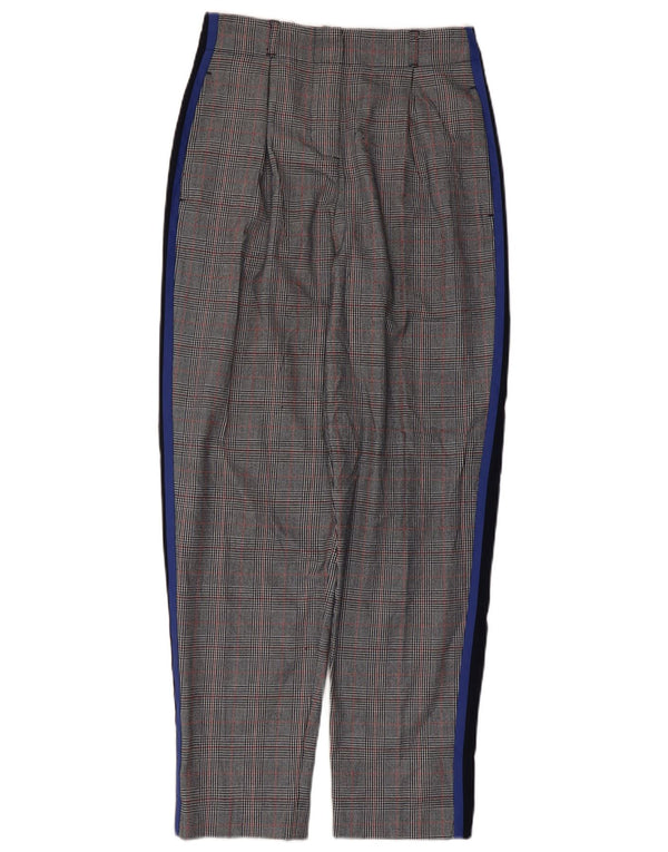 Topshop Damen-Chinohose mit hoher Taille, schmal zulaufend, UK 6, XS, B26, L28, grau kariert