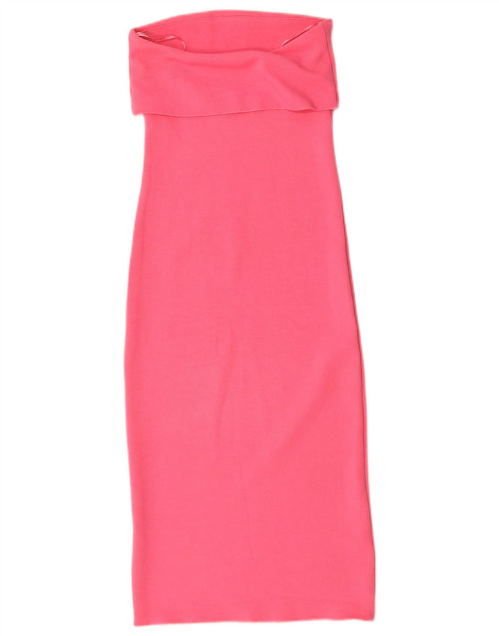 Trägerloses Damenkleid von Zara, Gr. 8, klein, rosa Viskose