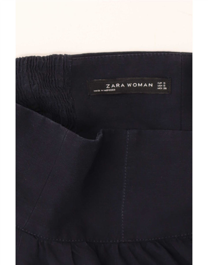 Zara Damen Minirock Small W26 Marineblau Lyocell