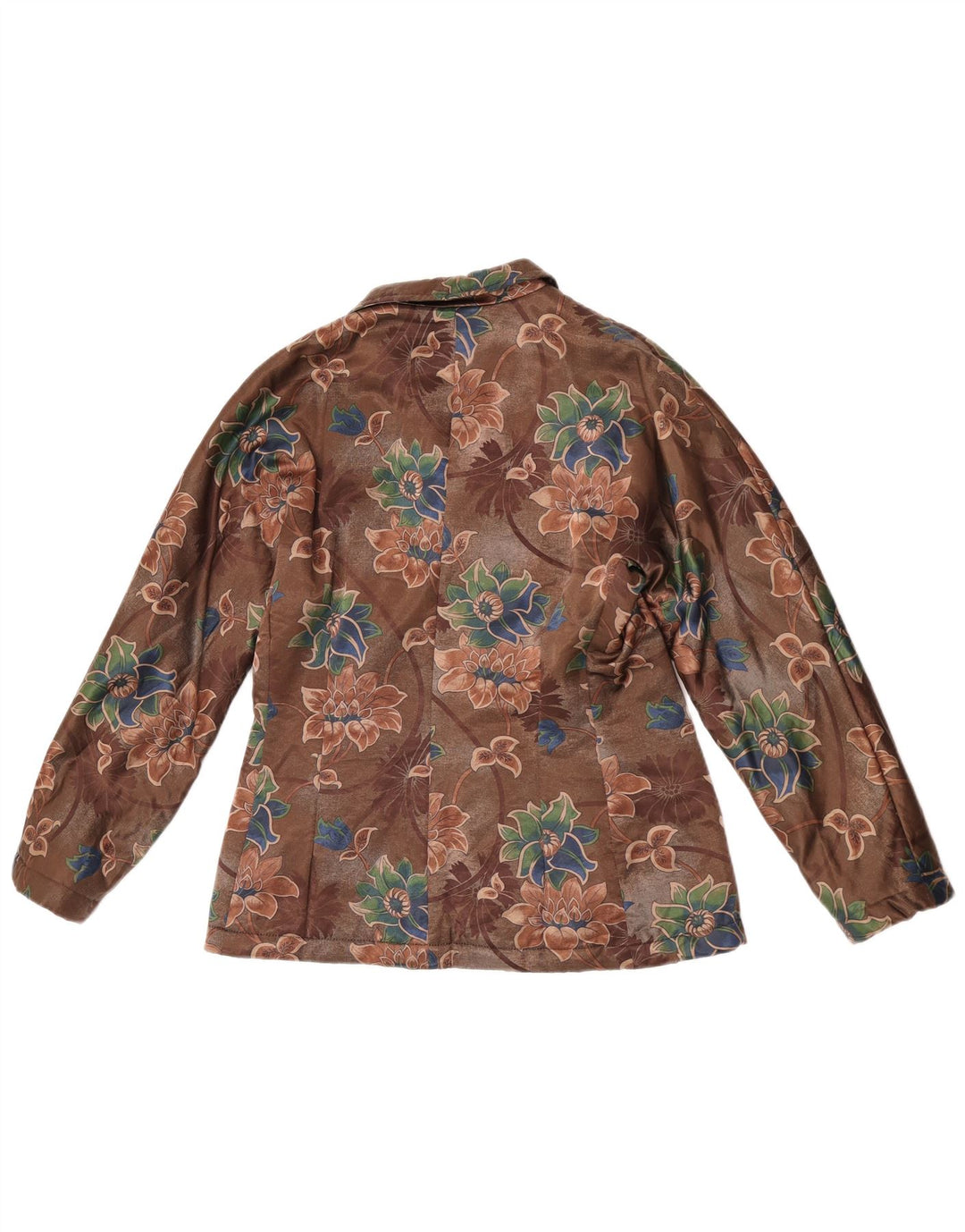 Vintage Damen 4-Knopf-Blazerjacke UK 14 Mittelbraun geblümt