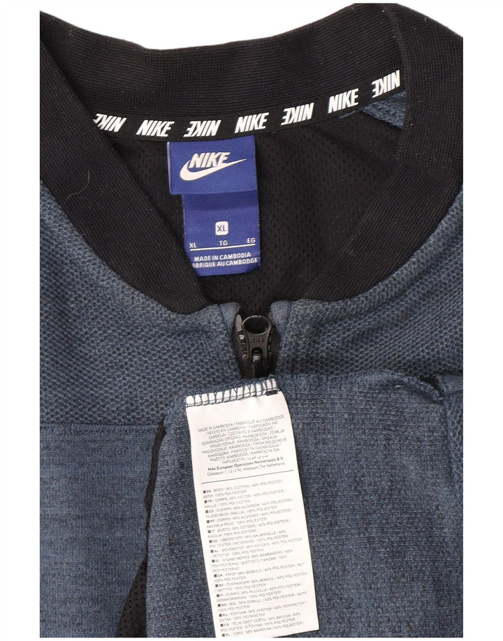 Nike Herren-Trainingsanzugoberteil, XL, blau gefleckte Baumwolle