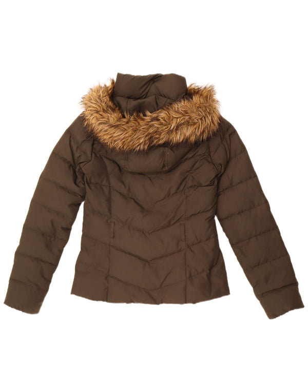 Hollister Damen-Jacke mit Kapuze, gepolstert, UK 10, Größe S, Khaki, Polyester