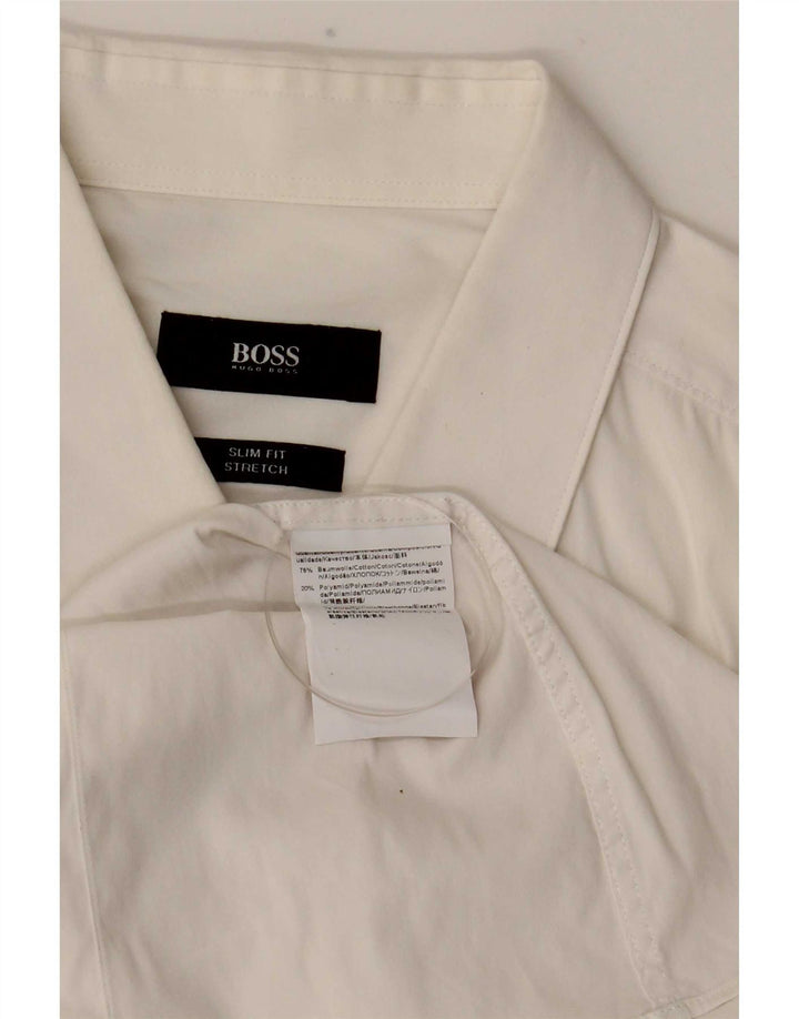 Hugo Boss Herren-Slim-Fit-Hemd, Größe 42, groß, weiße Baumwolle