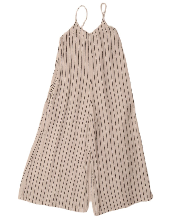 Marks & Spencer Mädchen-Overall, ärmellos, 9–10 Jahre, weiße Nadelstreifen-Baumwolle