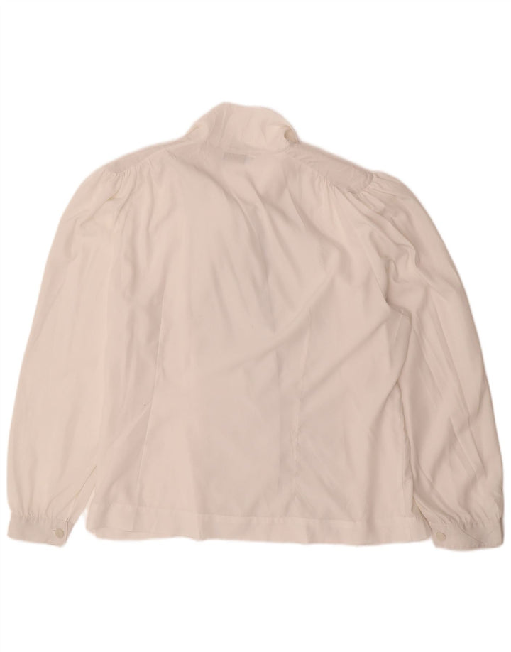 Vintage Damen Hemdbluse mit Vorderkrawatte IT 51 XL Off White