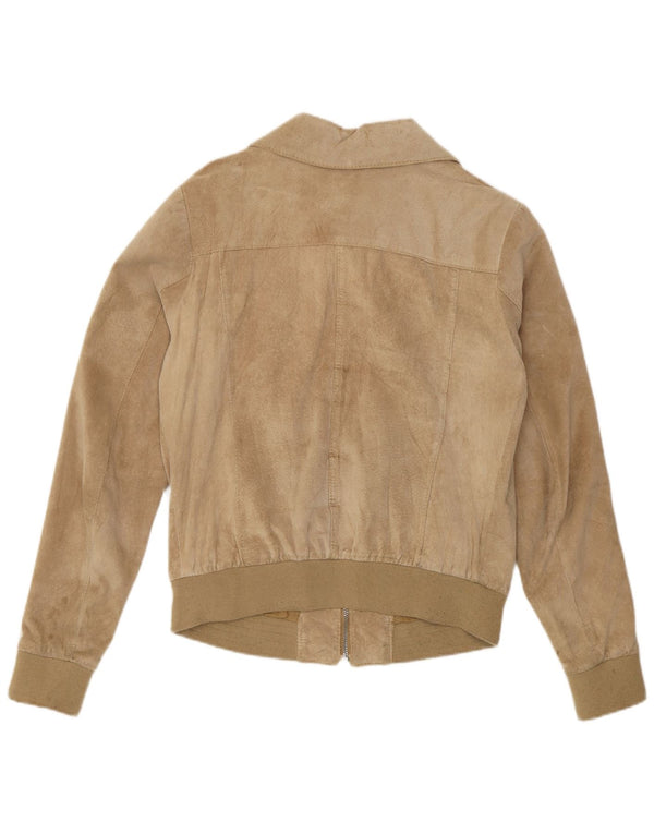 Conbipel Damen Bomber-Wildlederjacke IT 46 Large Beige Leder