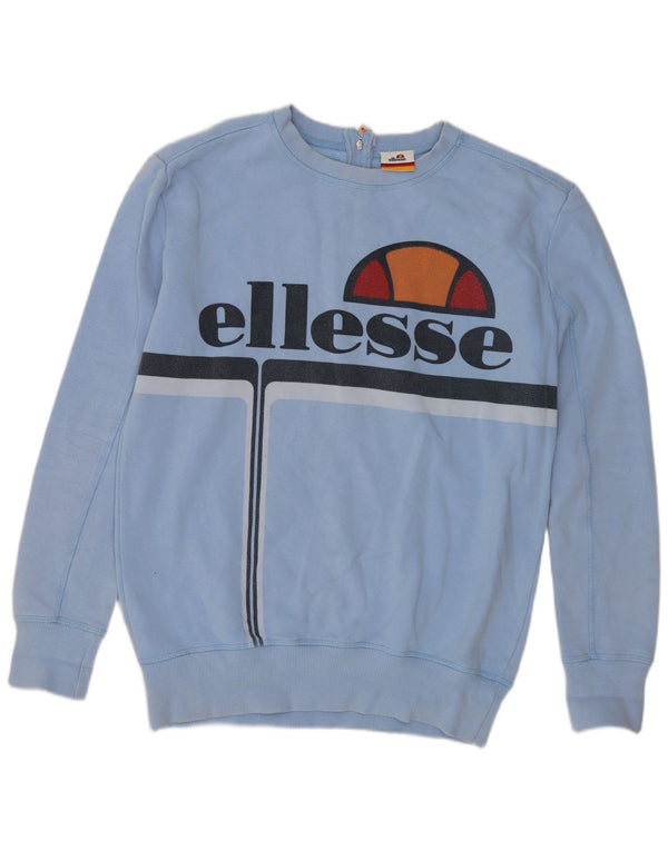 Ellesse Womens Graphic Oversized Sweatshirt Pullover UK 10 Small Blau Baumwolle