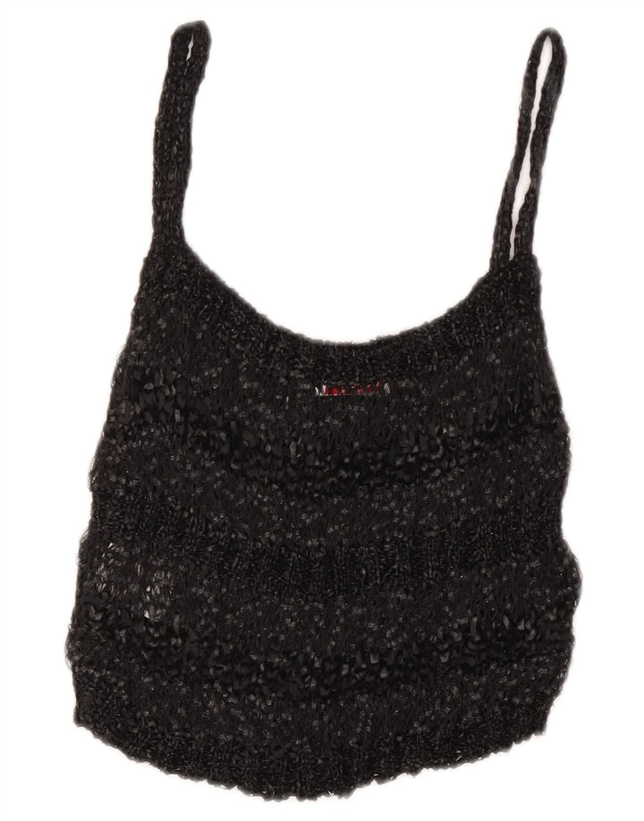 Codice Damen Crop See Through Cami Top UK 8 Small Grau geflecktes Polyamid