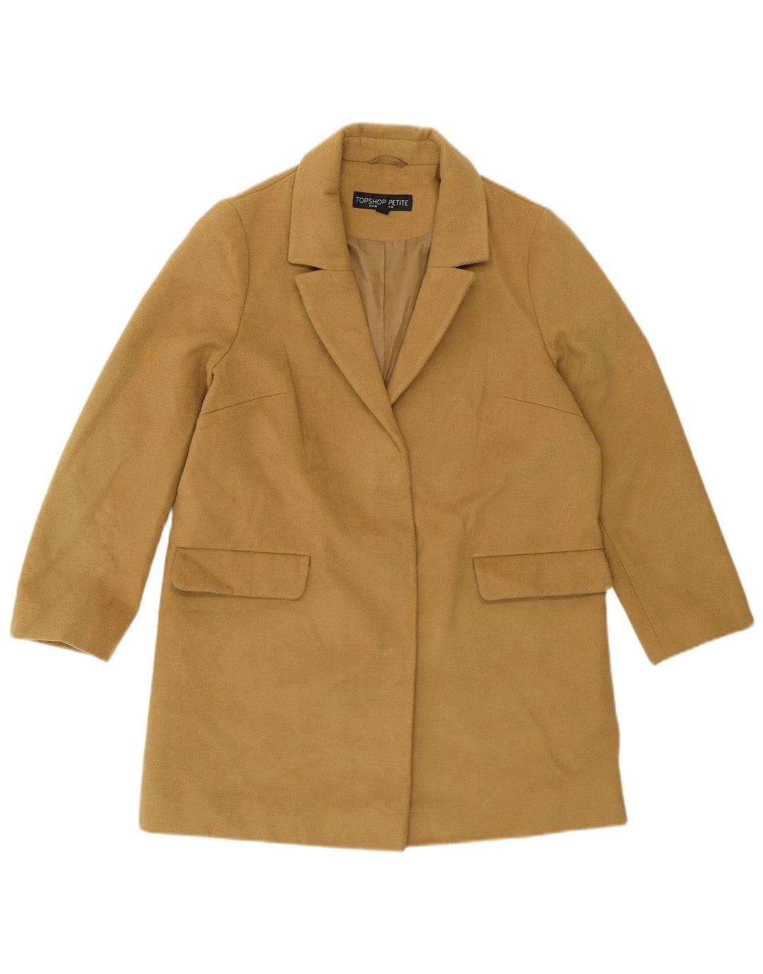 Topshop Damen Übergroßer Mantel UK 10 Small Gelb Polyester