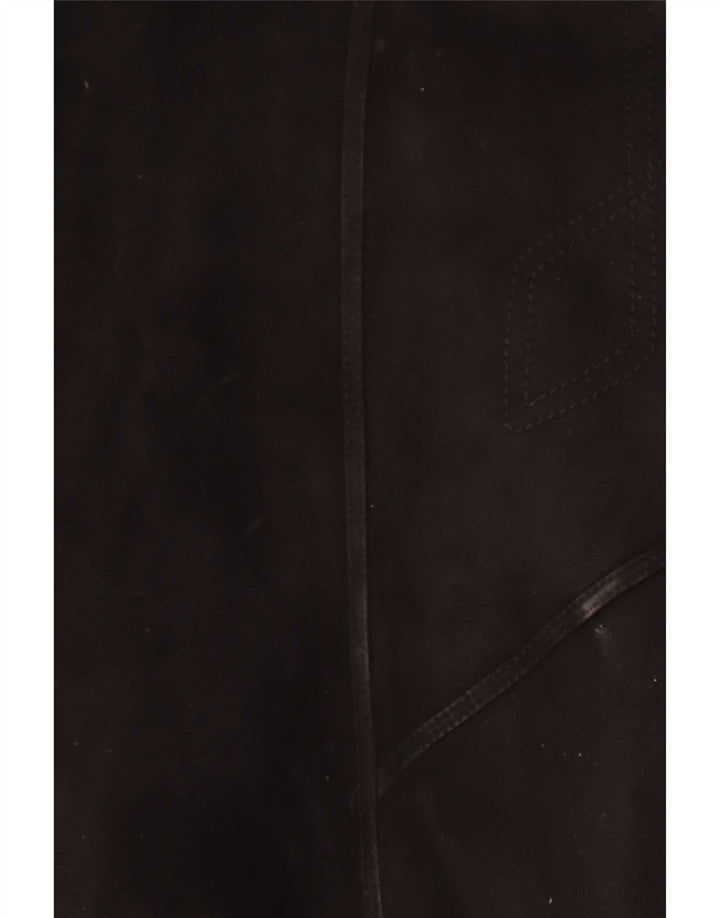 Muflone Damen Lammfellmantel IT 48 XL Schwarzes Leder