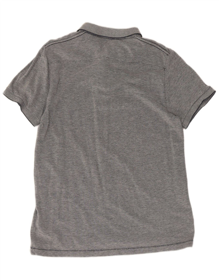 French Connection Herren-Poloshirt, schmal, groß, grau gesprenkelte Baumwolle