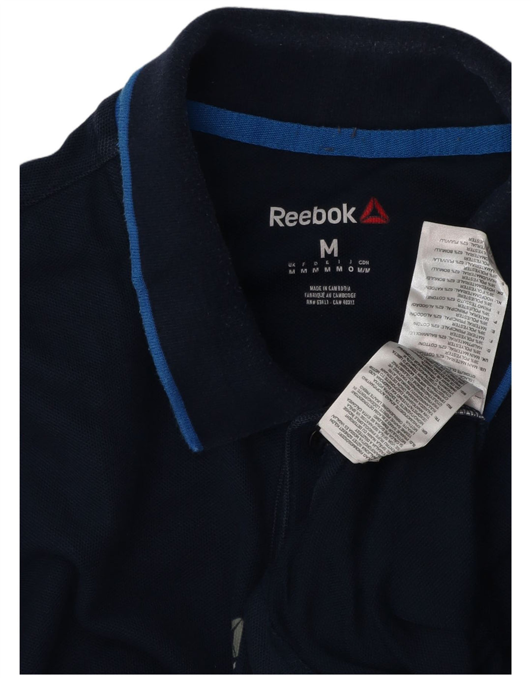 REEBOK Herren-Poloshirt aus mittelblauer Baumwolle in Marineblau