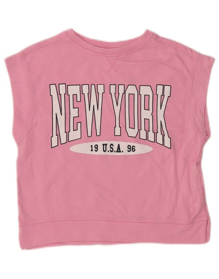 ZARA Mädchen New York City ärmelloses T-Shirt mit Grafik, 9–10 Jahre, Rosa