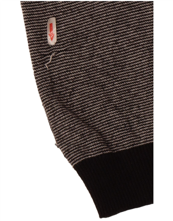 Guess Herren-Pullover mit Rundhalsausschnitt, mittelschwarz, gestreift, Baumwolle