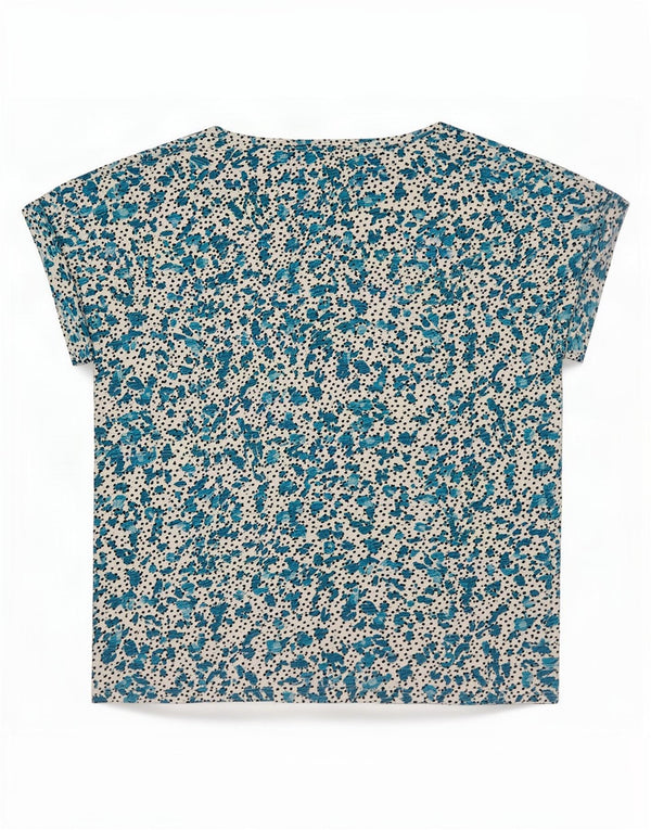 Oasis Damen-T-Shirt-Oberteil, UK-Größe 44, Größe L, blau, geblümt, Baumwolle