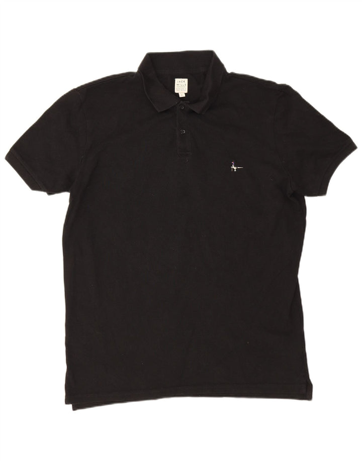 Jack Wills Herren-Poloshirt, groß, aus schwarzer Baumwolle