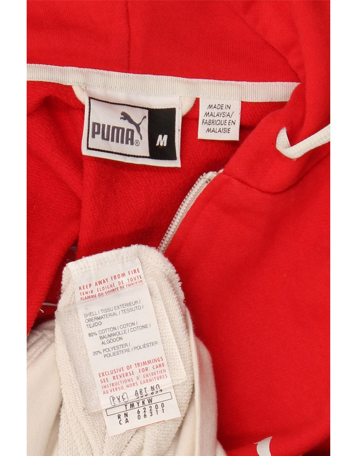 Puma Herren-Kapuzenpullover mit grafischem Reißverschluss, mittelrote Farbblock-Baumwolle