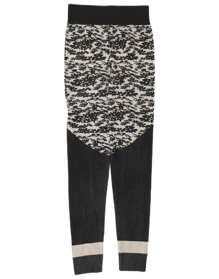 Adidas Damen Stella McCartney Leggings UK 8 Small Graues Blumenmuster Polyester