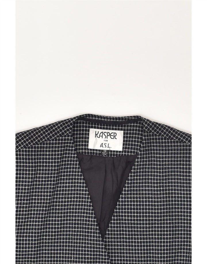 VINTAGE Womens 4 Button Blazer Jacket UK 10 Small Black Gingham | Vintage Vintage | Thrift | Second-Hand Vintage | Used Clothing | Messina Hembry 