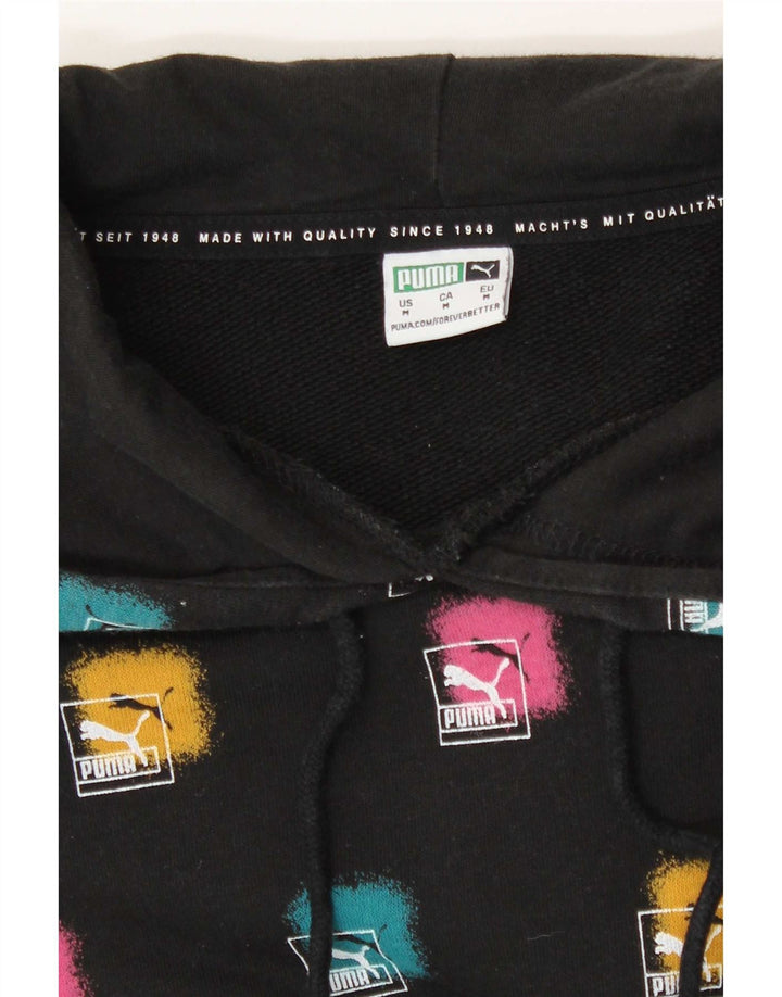 Puma Damen Graphic Hoodie Pullover UK 14 Medium Schwarz
