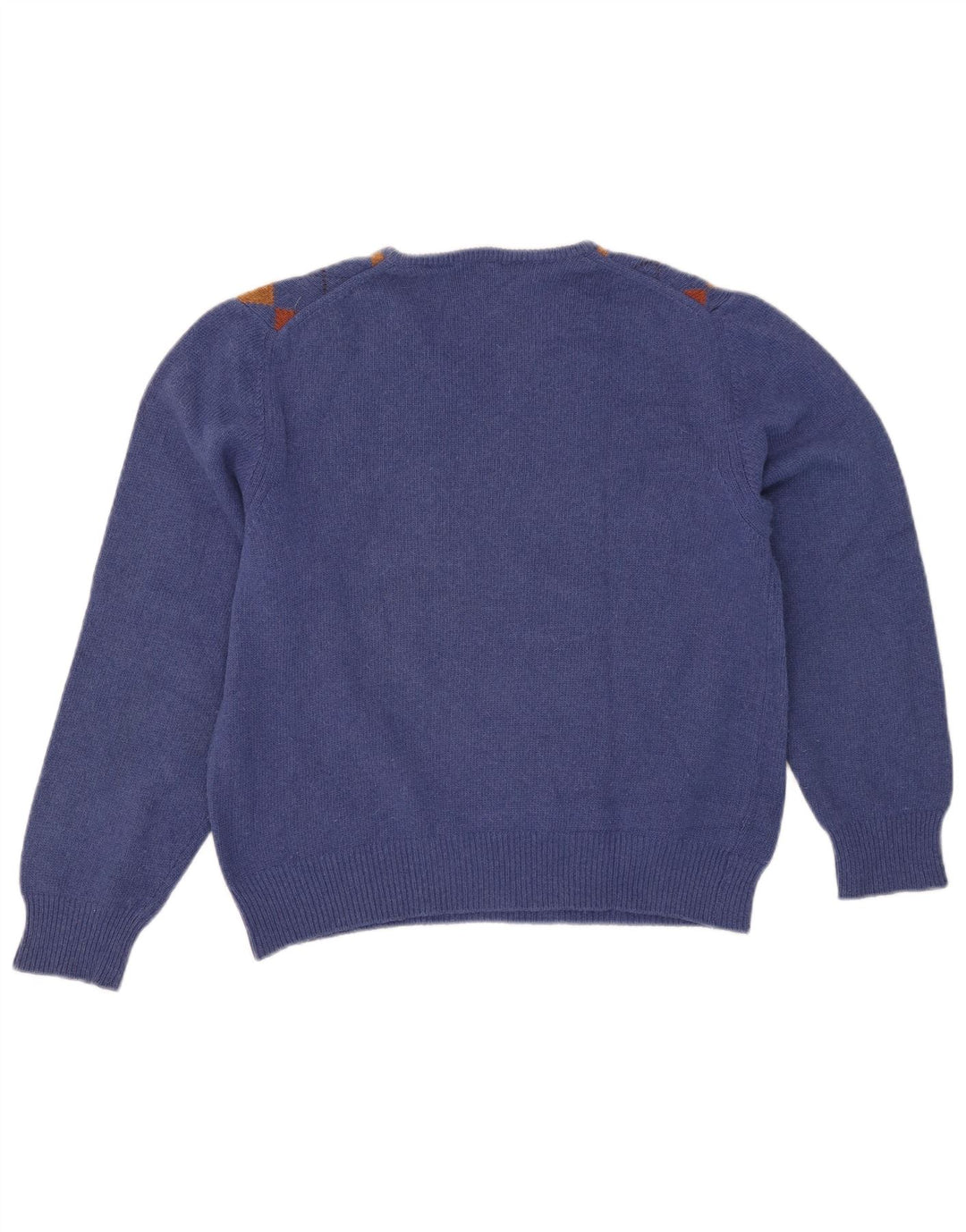 Mazzonetto Damen-Pullover mit V-Ausschnitt, UK 12, mittelblau, Argyle/Diamant