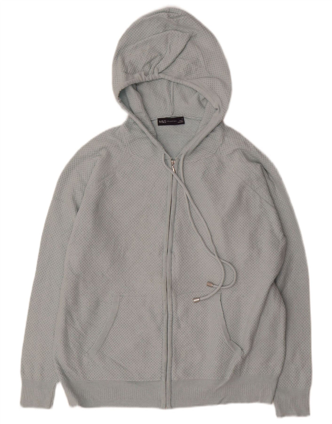 Marks & Spencer Damen-Cardigan mit Kapuze, UK 14, Mittelblau