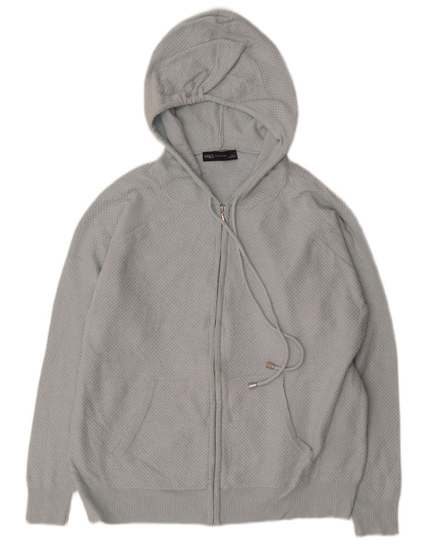 Marks & Spencer Damen-Cardigan mit Kapuze, UK 14, Mittelblau
