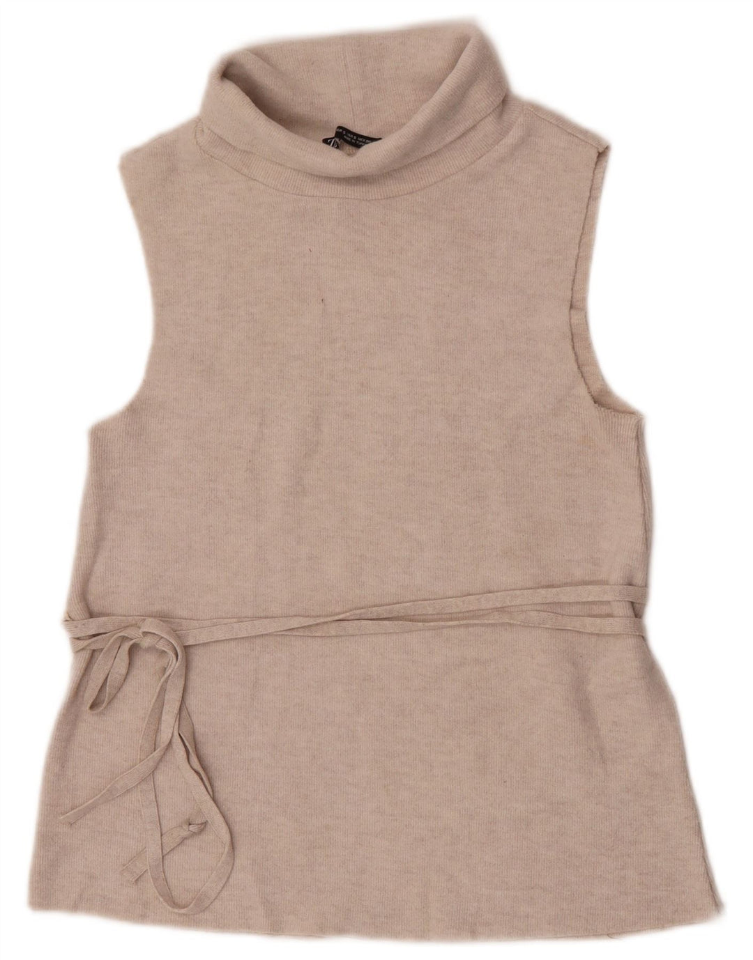 Zara Damen Weste Tank Top UK 8 Small Beige Polyester