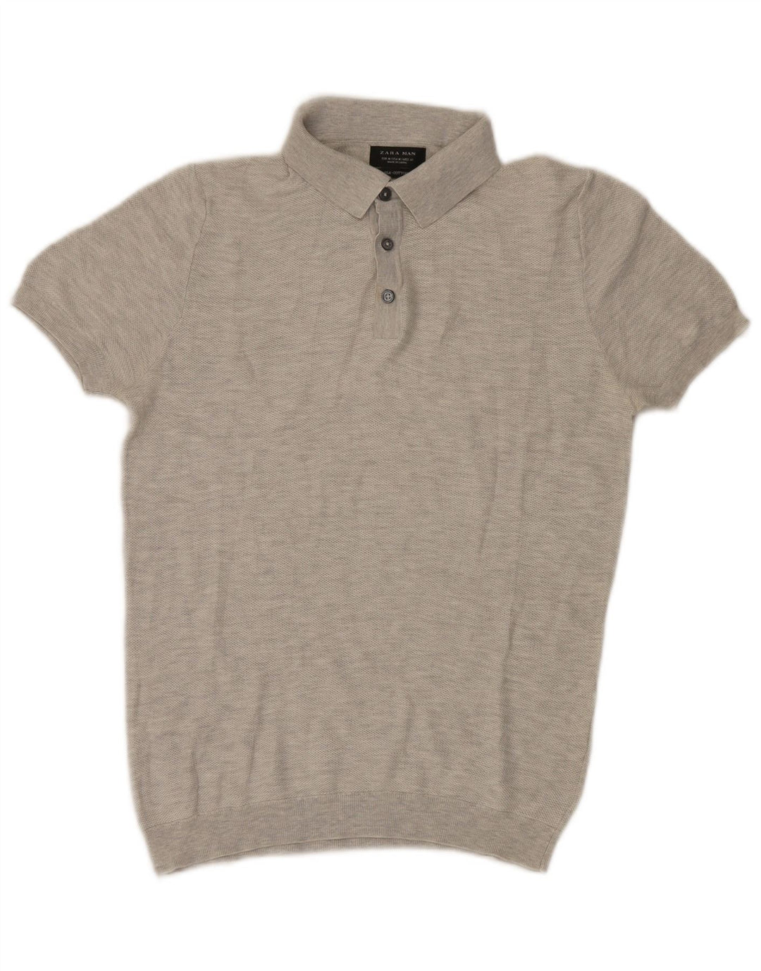 Kurzärmliger Polo-Pullover für Herren von Zara, Mittelgrau meliert