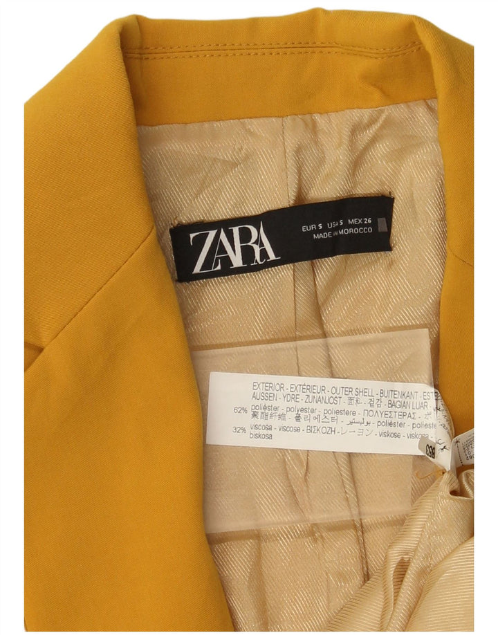 Zara Damen-Blazer mit Gürtel, Gr. 10, klein, gelb, Polyester