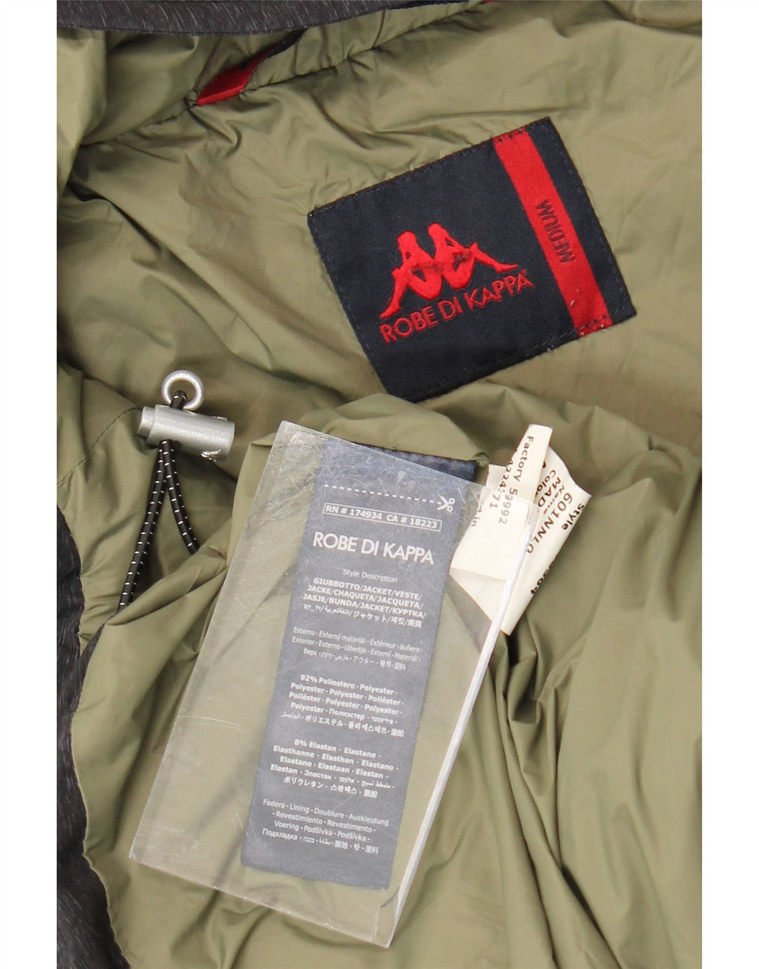 Kappa Herren-Anorakjacke mit Kapuze, gepolstert, UK 38, Mittelgrau, Polyester