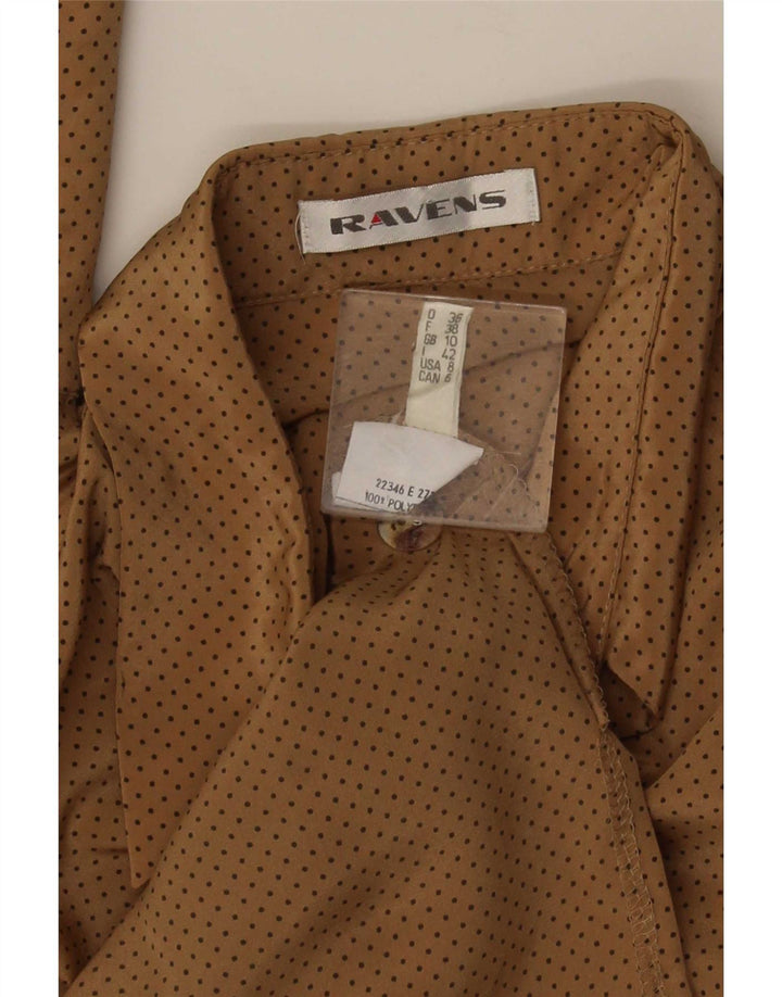 Ravens Damen-Oversize-Hemd, UK 10, klein, braun geflecktes Polyester
