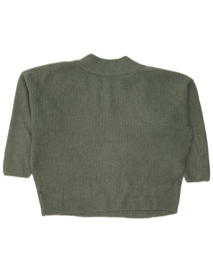 Zara Damen-Pullover, übergroß, bauchfrei, V-Ausschnitt, Gr. 10, Größe S, Grün