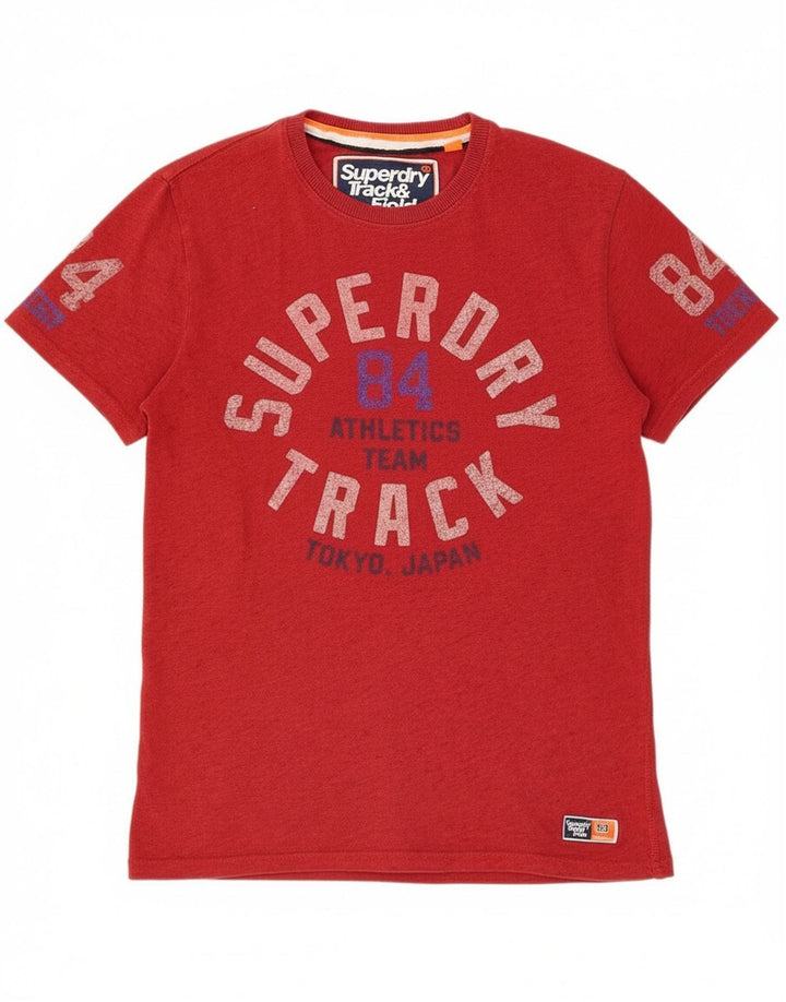 Superdry Herren Grafik-T-Shirt-Oberteil aus mittelroter Baumwolle