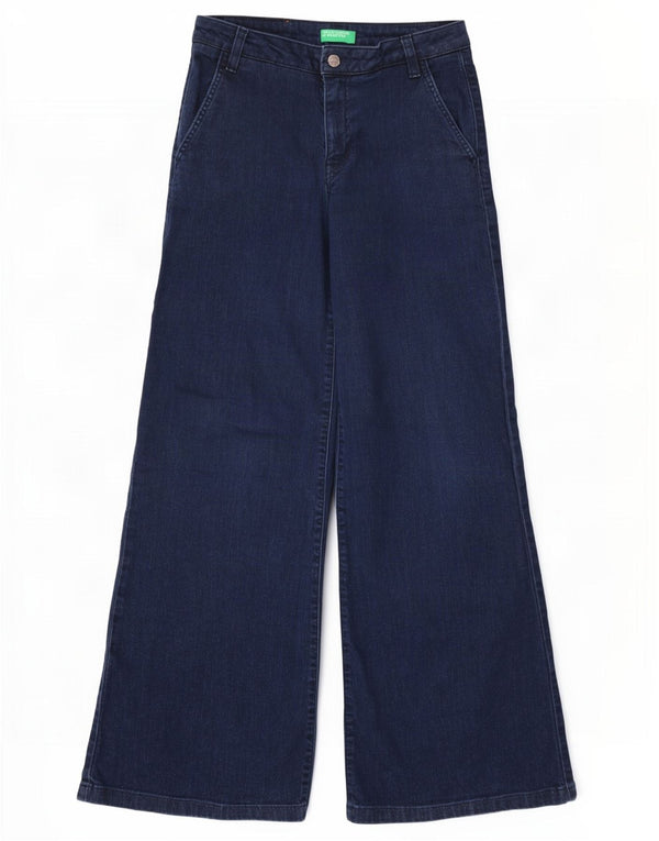Benetton Damen-Jeans mit weitem Bein, UK 10, Größe S, W28, L31, Marineblau
