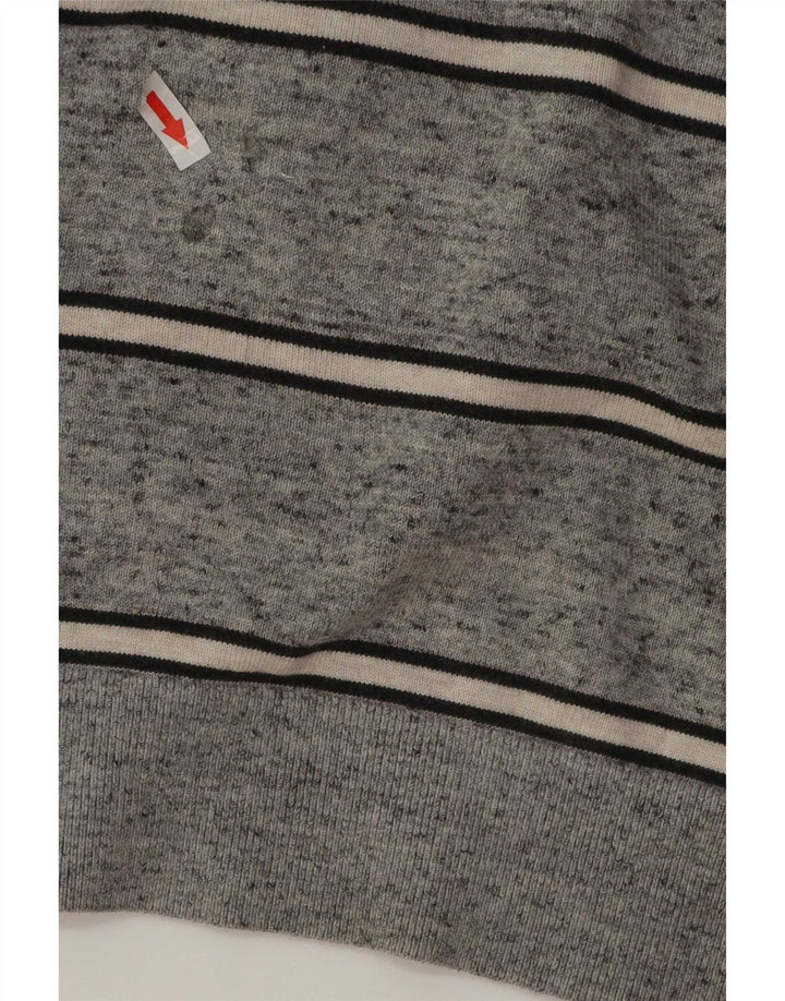Gap Herren-Pullover mit Rundhalsausschnitt, groß, grau gestreift, Baumwolle
