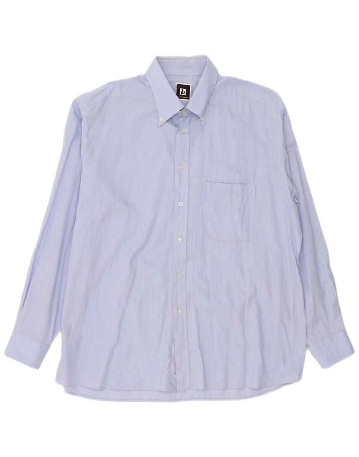Roccobarocco Herrenhemd Größe 45 18 2XL Blaue Baumwolle