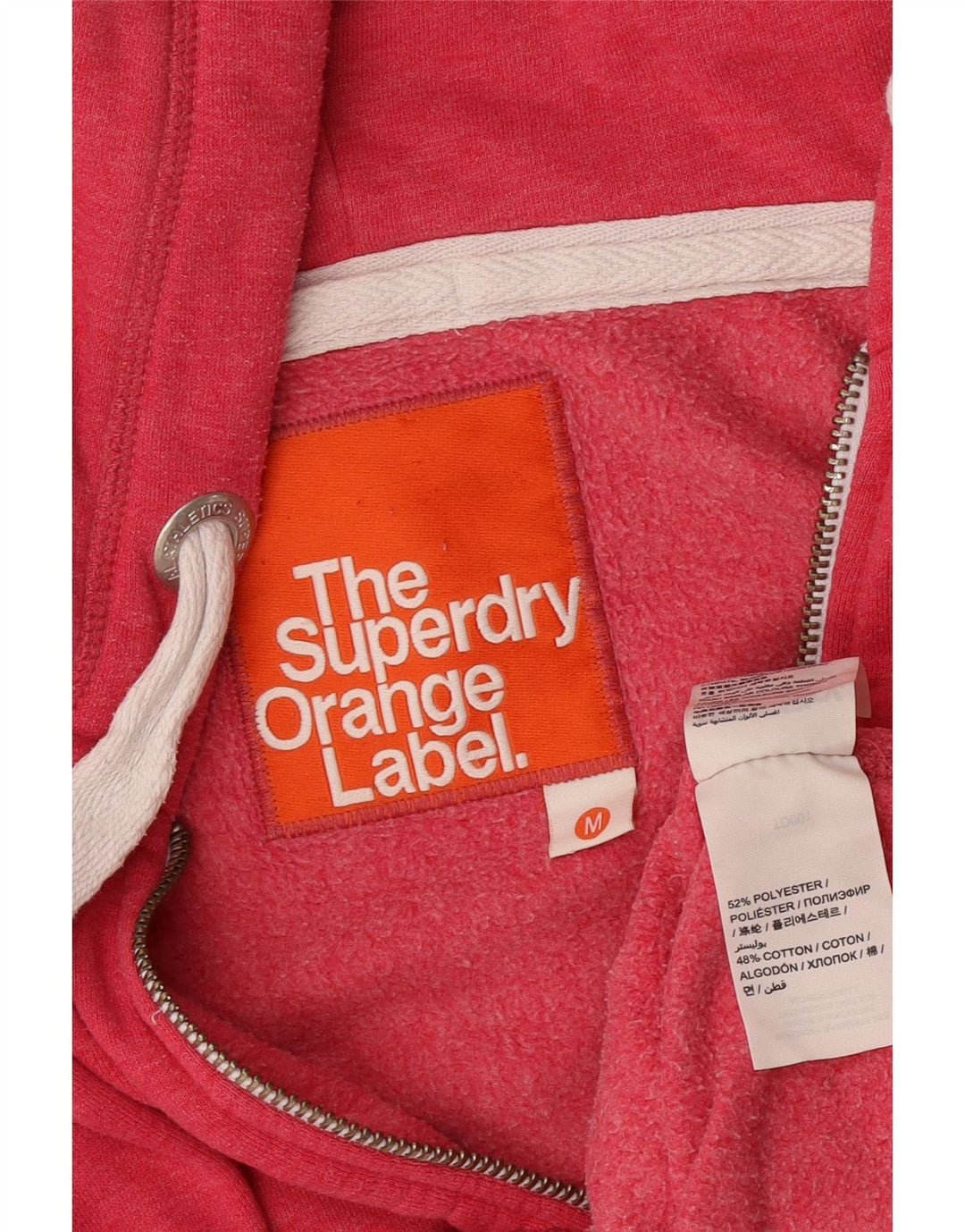 Superdry Damen-Kapuzenpullover mit Reißverschluss, UK 14, mittelrosa, Polyester