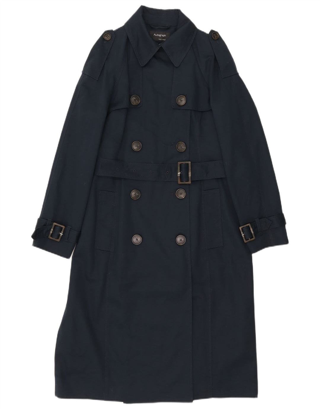 Marks & Spencer Damen Trenchcoat UK 12 Medium Marineblau Baumwolle