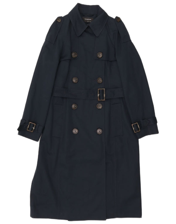 Marks & Spencer Damen Trenchcoat UK 12 Medium Marineblau Baumwolle