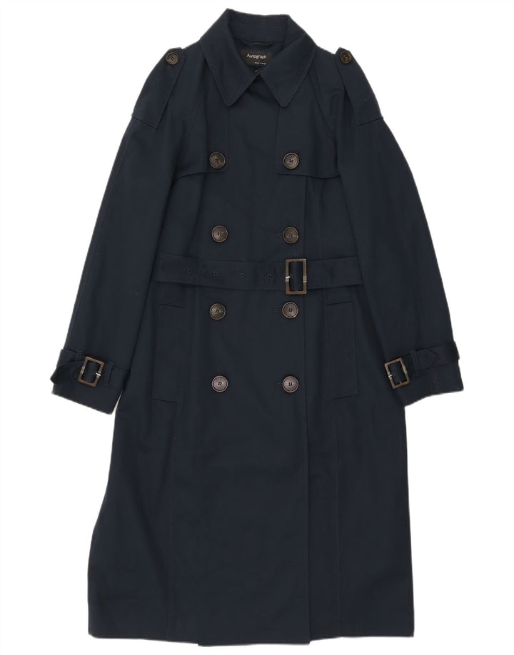 Marks & Spencer Damen Trenchcoat UK 12 Medium Marineblau Baumwolle
