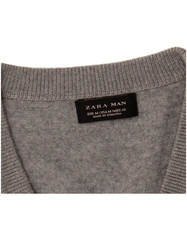 Zara Herren-Cardigan-Pullover Mittelgrau meliert