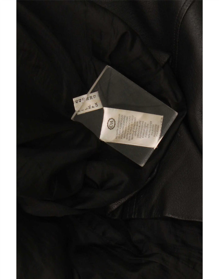 C&A Damen Ledermantel UK 12 Medium Schwarz